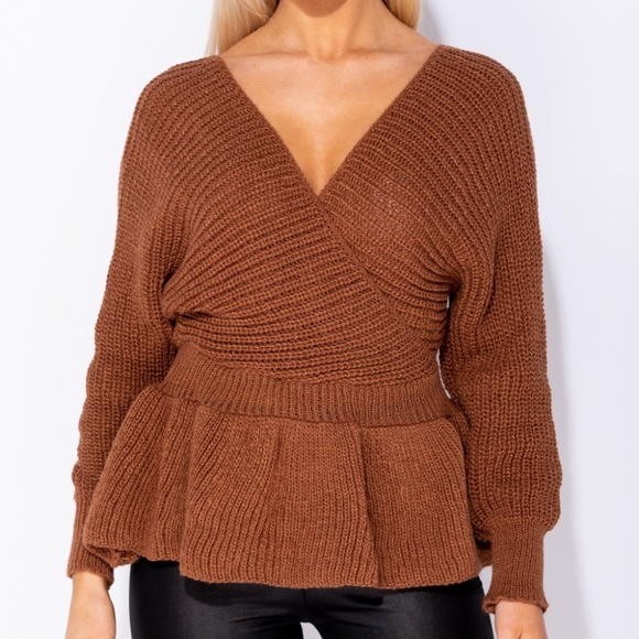 Gwynn Cross My Heart Rust Wrap Front Sweater - Picture 6 of 8